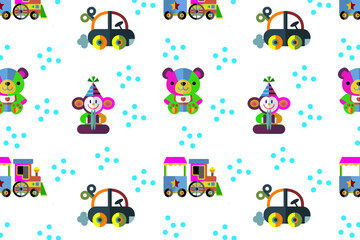 Seamless pattern. Children toys. Background. Illustration. Flyer background design, advertising background, fabric, clothes, texture, textile pattern