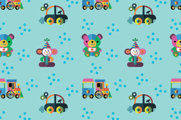 Seamless pattern. Children toys. Background. Illustration. Flyer background design, advertising background, fabric, clothes, texture, textile pattern