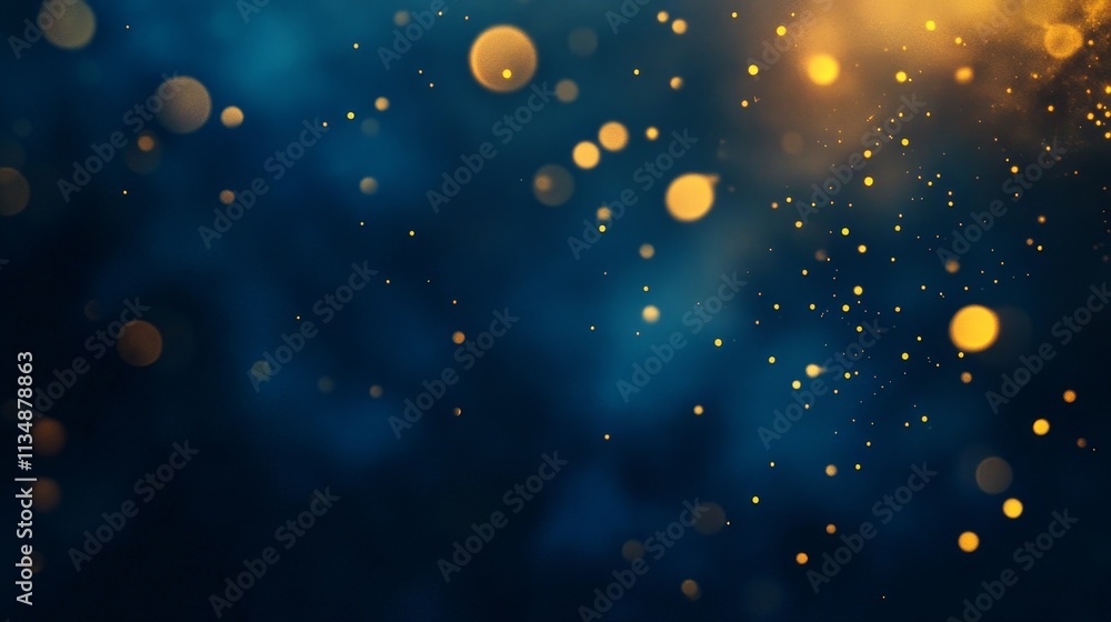 Aufkleber captivating golden particles floating in a cosmic blue backdrop create a mesmerizing atmosphere of m