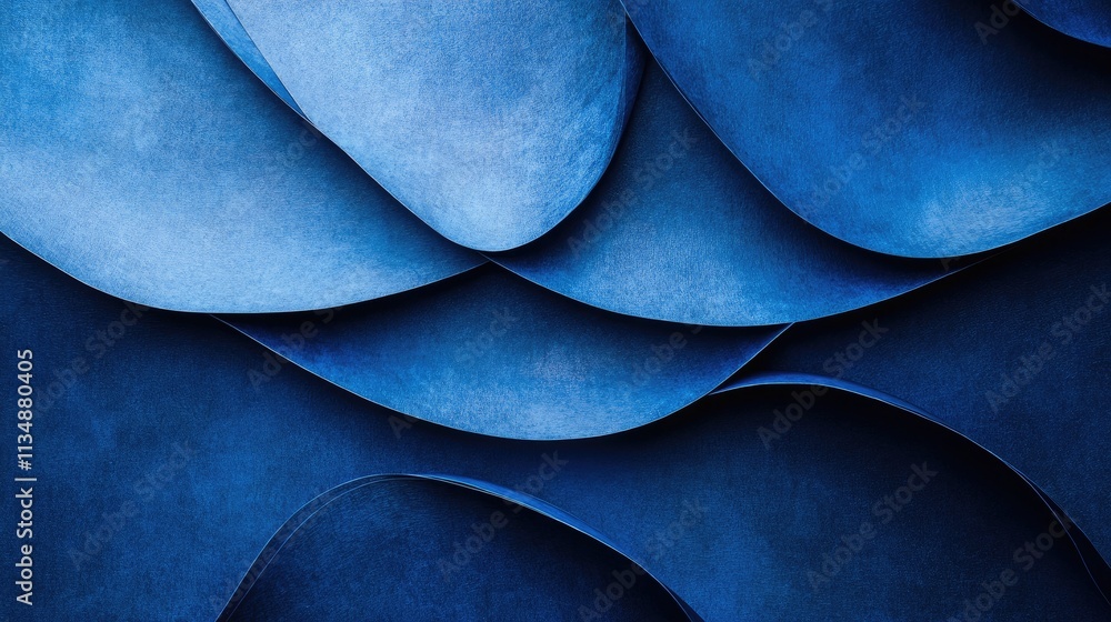 Poster blue abstract waves of textured paper creating a minimalistic and modern background design for vario