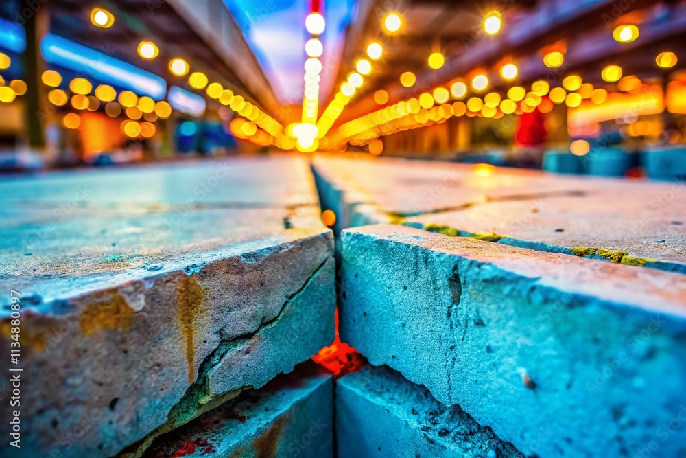 Poster Detailed Tilt-Shift Photography of Concrete Slab Joint with Textured Background, Capturing the Unique Characteristics and Patterns of the Concrete Surface