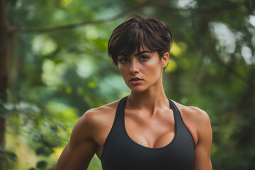Fototapeta premium Strong woman posing confidently in natural surroundings