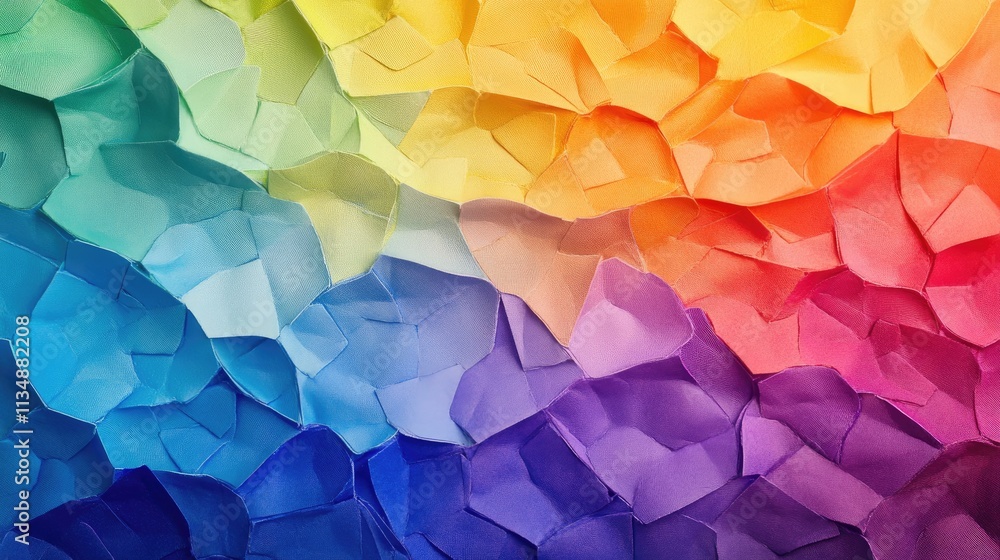 Poster multicolored abstract geometric background with textured layers of overlapping foam craft paper in r