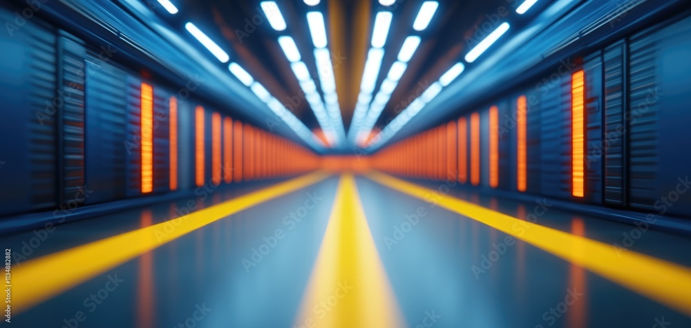 Poster vision for change starting 2025 with innovative action in a futuristic tunnel environment for new be