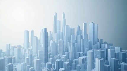 Obraz premium Digital art of urban skyline development aerial view of futuristic architecture