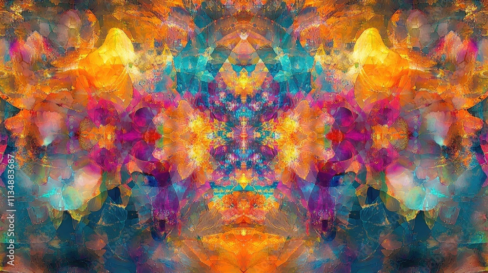 Poster vibrant abstract background created through photo manipulation featuring multiple colorful images in