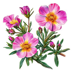Obraz premium Vibrant summer flowers watercolor art botanical illustration garden setting natural light floral concept for summer decor