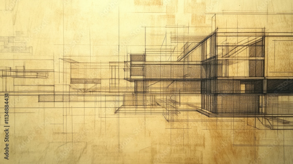 Poster architectural blueprint design showcasing intricate lines and structures for construction planning w
