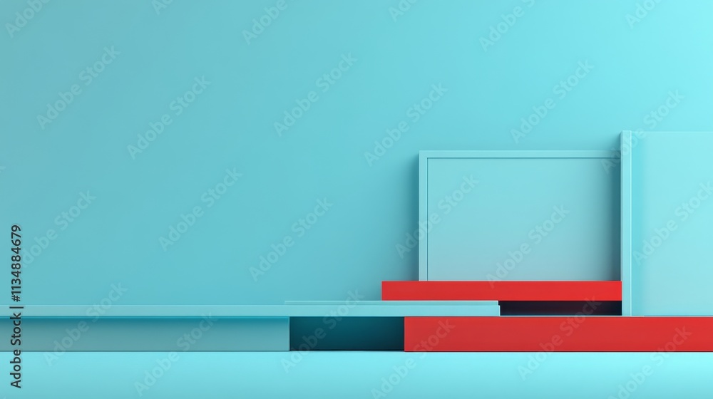 Poster vibrant geometric shapes create a modern interplay of color and form in a minimalistic space filled 