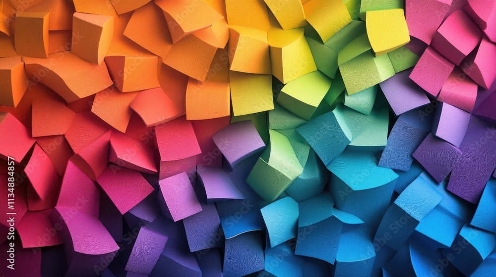 Poster colorful abstract geometric background featuring textured overlapping foam craft paper in a vibrant 