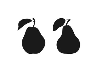 Pear icon vector illustration design.   Black pear symbol flat style for your web site design and logo. Flat icons for logo, symbol, label, and sticker. Isolated on a white background.