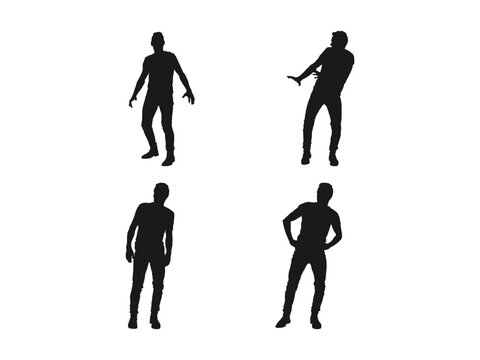 Silhouettes of scared people. Panic attack black silhouette vector illustrations. Scared young man silhouette vector. Flat icons for logo, symbol, label, and sticker. Isolated on a white background.