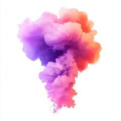 Vector illustration of pink and purple smoke bomb icon on white background. Simple lines, flat design with red effect.