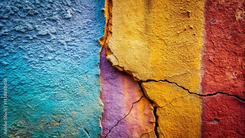 Poster dramatic crack effect on wall with distressed texture and copy space for creative use in design proj