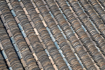 Roof tiles of old Chinese folk buildings