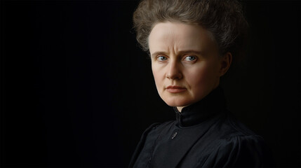 Marie Curie reimagined portrait from 1900, iconic female scientist and Nobel laureate  
