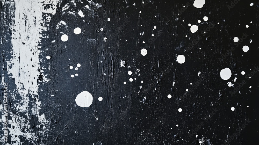 Aufkleber abstract black wall with white paint splatters creating a unique textured background ideal for creat