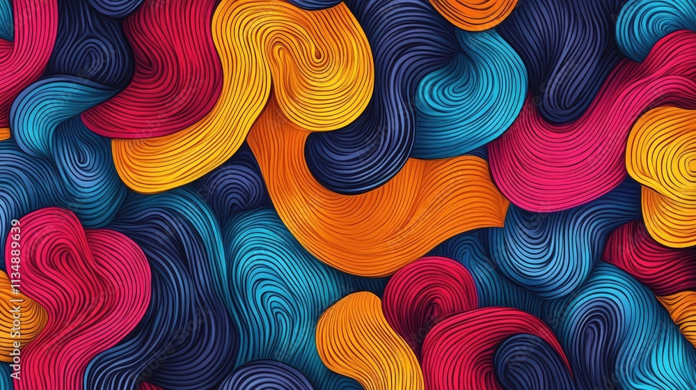 Poster vibrant abstract swirl pattern with colorful flowing lines in a modern design suitable for creative 