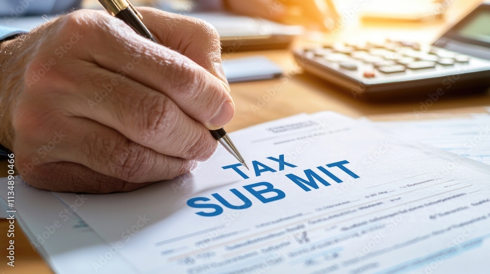 Poster tax submission process for professionals navigating forms and deadlines in a dedicated office enviro