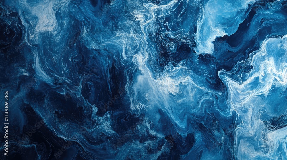 Poster abstract ocean water texture in deep blue tones featuring fluid patterns ideal for artistic backgrou