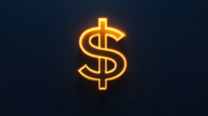 Obraz premium Bright Neon Dollar Sign Symbol With Dark Background