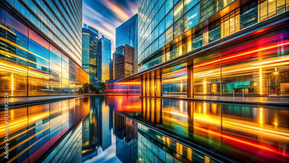 Poster dynamic abstract art in architectural photography: exploring movement and energy through bold stroke
