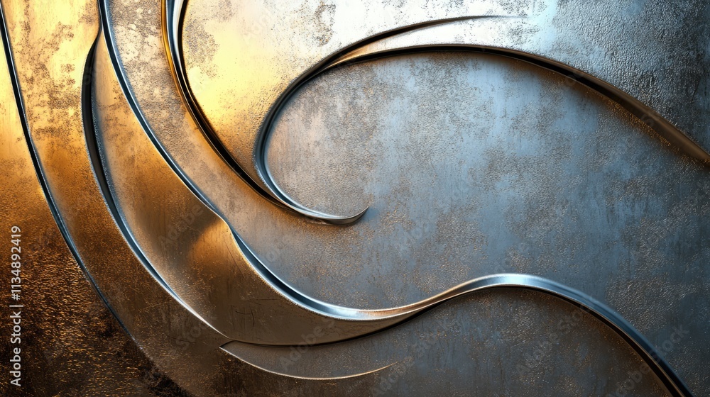 Poster elegant metallic background featuring intricate details and smooth curves for modern design projects
