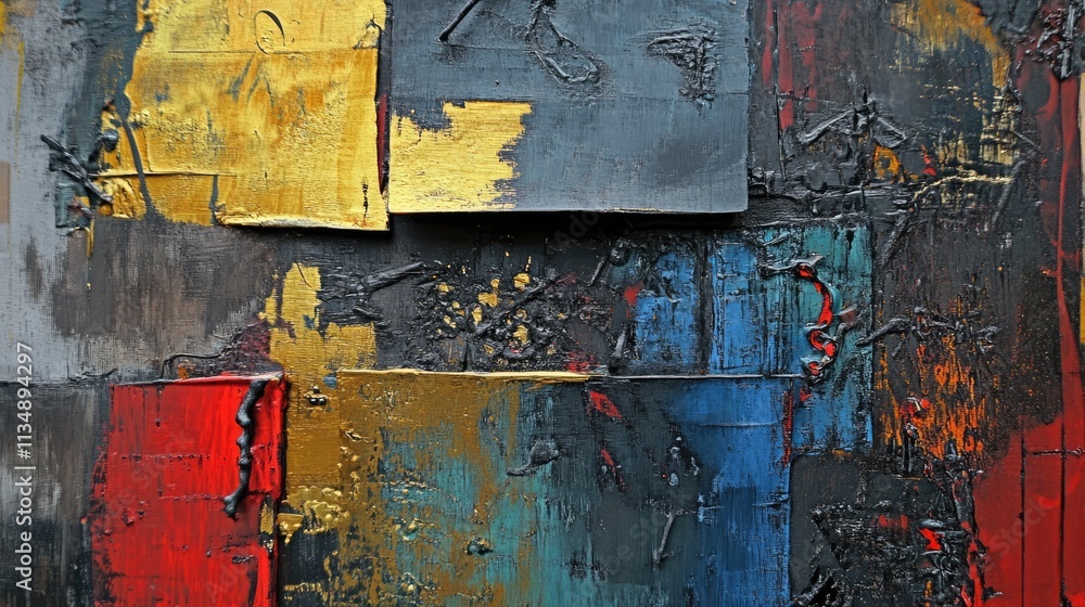 Poster industrial metalwork texture with vibrant colors and layered patterns for creative backgrounds and a