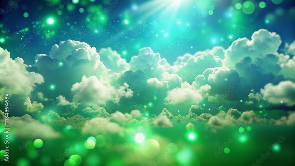 Poster dynamic moving clouds animation with bokeh effect on green screen for creative video projects and mo