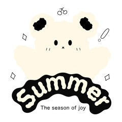 cute bear illustration with summer themed design and playful elements