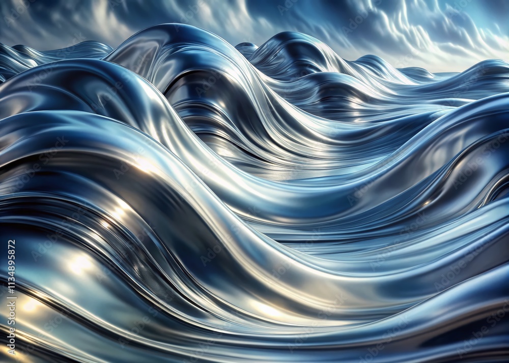 Aufkleber dynamic silver waves and impulses captured in a stunning composition emphasizing the rule of thirds 