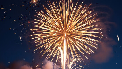 Gold Glowing Transparent Firework. New Year Sparkler Star