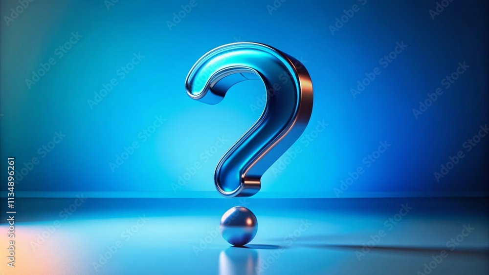 Poster dynamic transformation of symbols: a question mark morphing into an exclamation mark against a strik