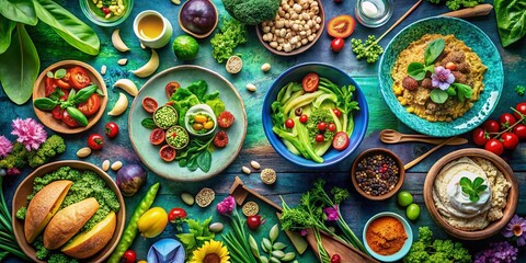 Earth Day Celebration: Symbolic Food Photography Showcasing Sustainable Practices, Recycling Efforts, and Conservation Themes in a Delicious and Colorful Presentation