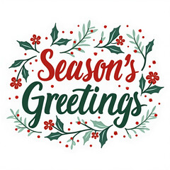 season's greetings christmas card with holly