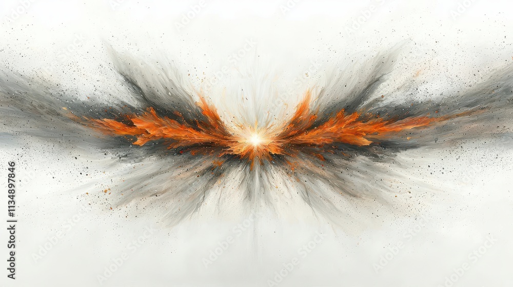 Poster abstract explosion of colorful flames and smoke on a soft background