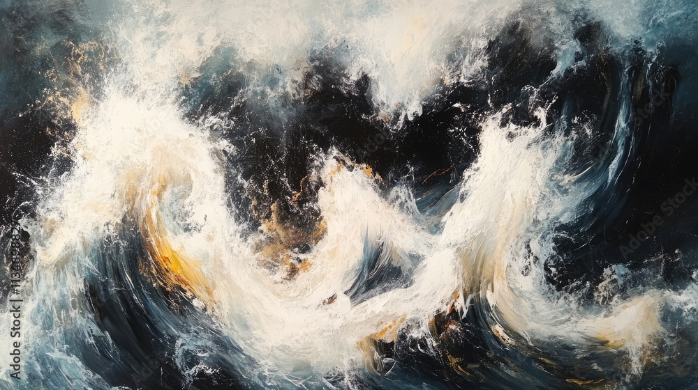 Poster dynamic waves capturing the essence of natural energy and motion in an abstract art style