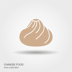 Chinese Xiao Long Bao or steamed dumpling. Flat vector icon with shadow