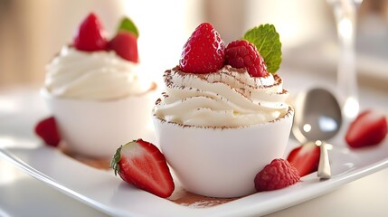 Creamy Rice Pudding with Fresh Berries on Elegant Plate