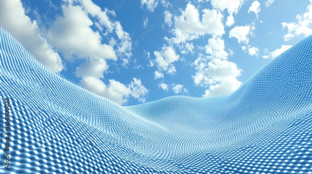 Poster abstract blue sky pattern with dotted texture and fluffy clouds creating a serene and tranquil lands