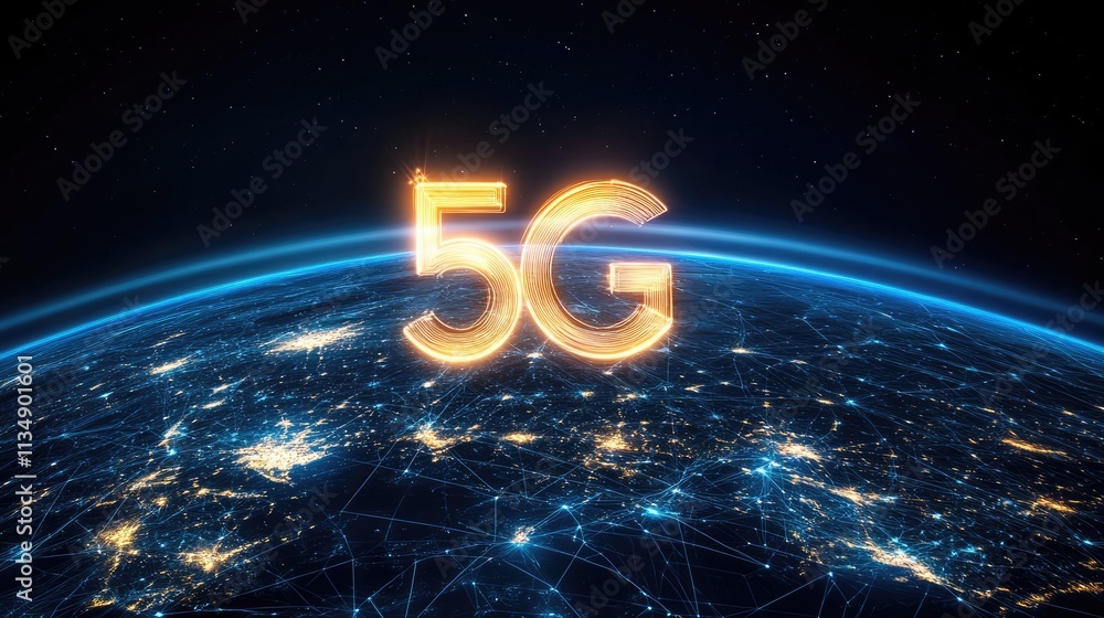 Poster global connectivity with 5g technology visualizing wireless networks and internet integration over e
