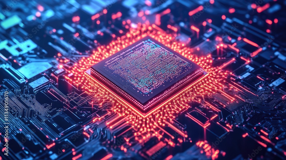 Aufkleber ai chip technology concept showcasing big data integration with cloud computing and smart industry s