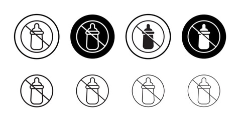 Feeding bottle forbidden icon Thin line art collection