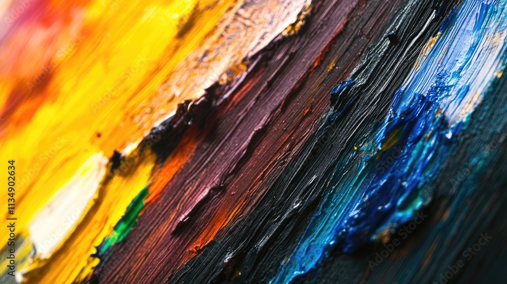 Poster abstract texture of peeling paint layers in vibrant colors creating a macro background ideal for art