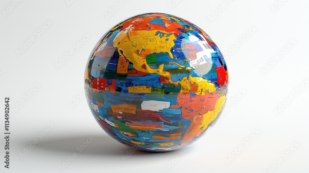 Poster colorful globe design representing global diversity and geographic boundaries