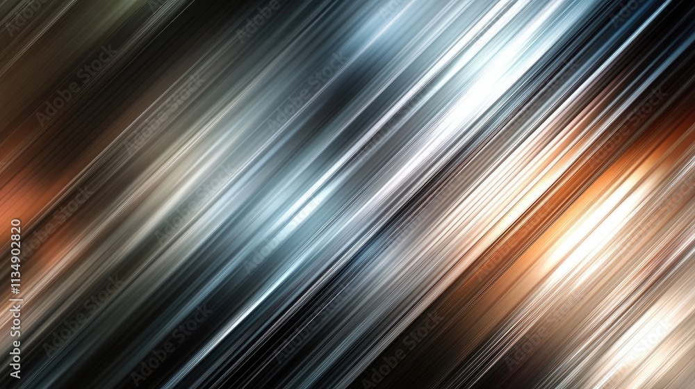 Aufkleber Abstract metallic lines with dynamic reflections for stylish background design and modern digital graphics.