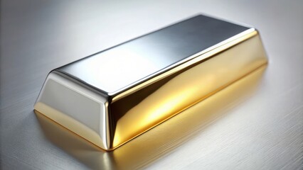A close-up shot of a shiny gold and silver bar , precious metal, investment, wealth, economy, financial, savings, bullion