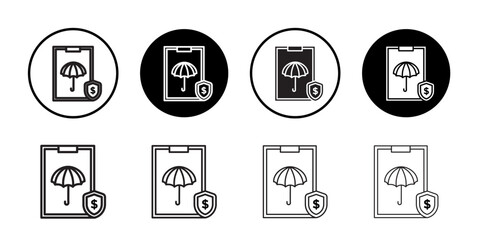 Insurance policy icon Thin line art collection