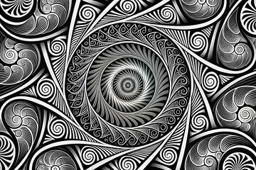 Elegant Black and White Spiral Pattern with Copy Space for Creative Design Projects and Artistic Applications