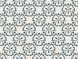 Abstract floral seamless pattern. Blue and cream ornament. Modern stylish texture repeating. Vector background.